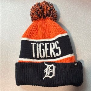 47 DetroitTigers Orange and Navy Blue Beanie